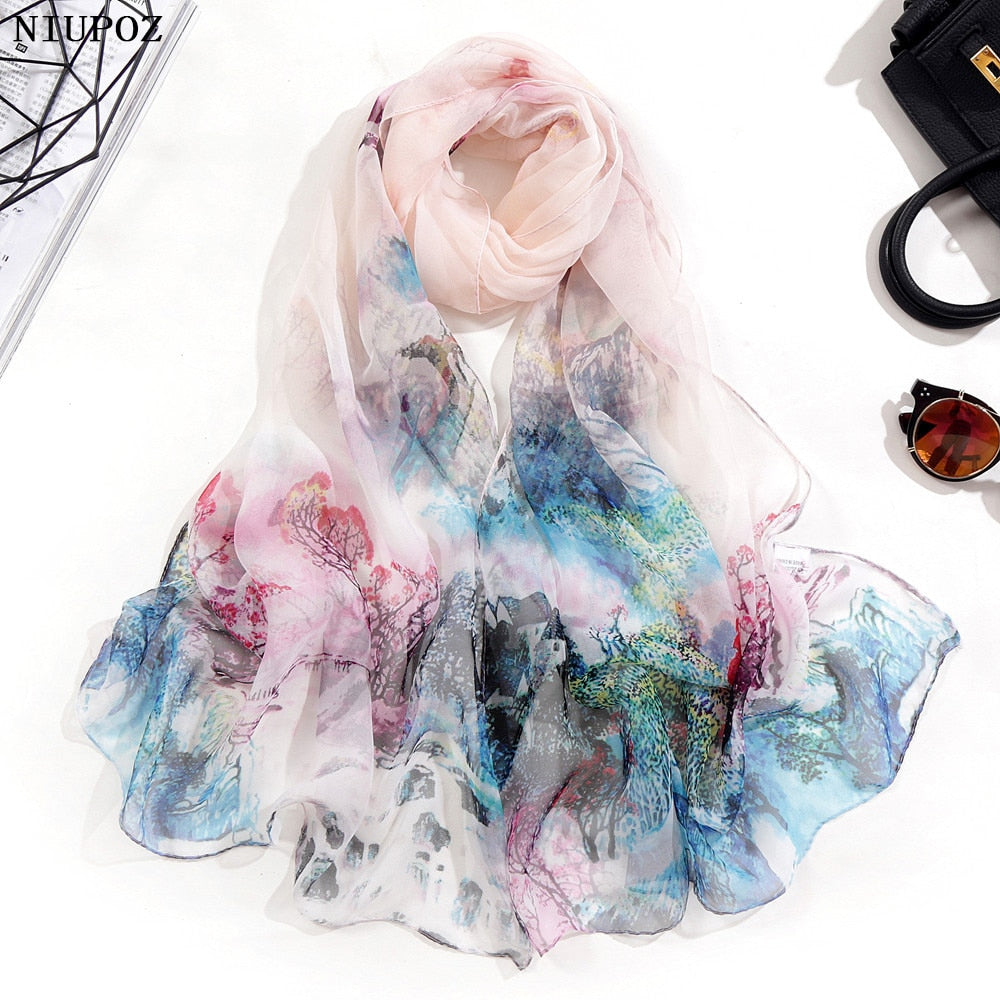 Elegant Light Fashion Multifunction Gradient Chiffon Georgette Scarf Shawl Foulard