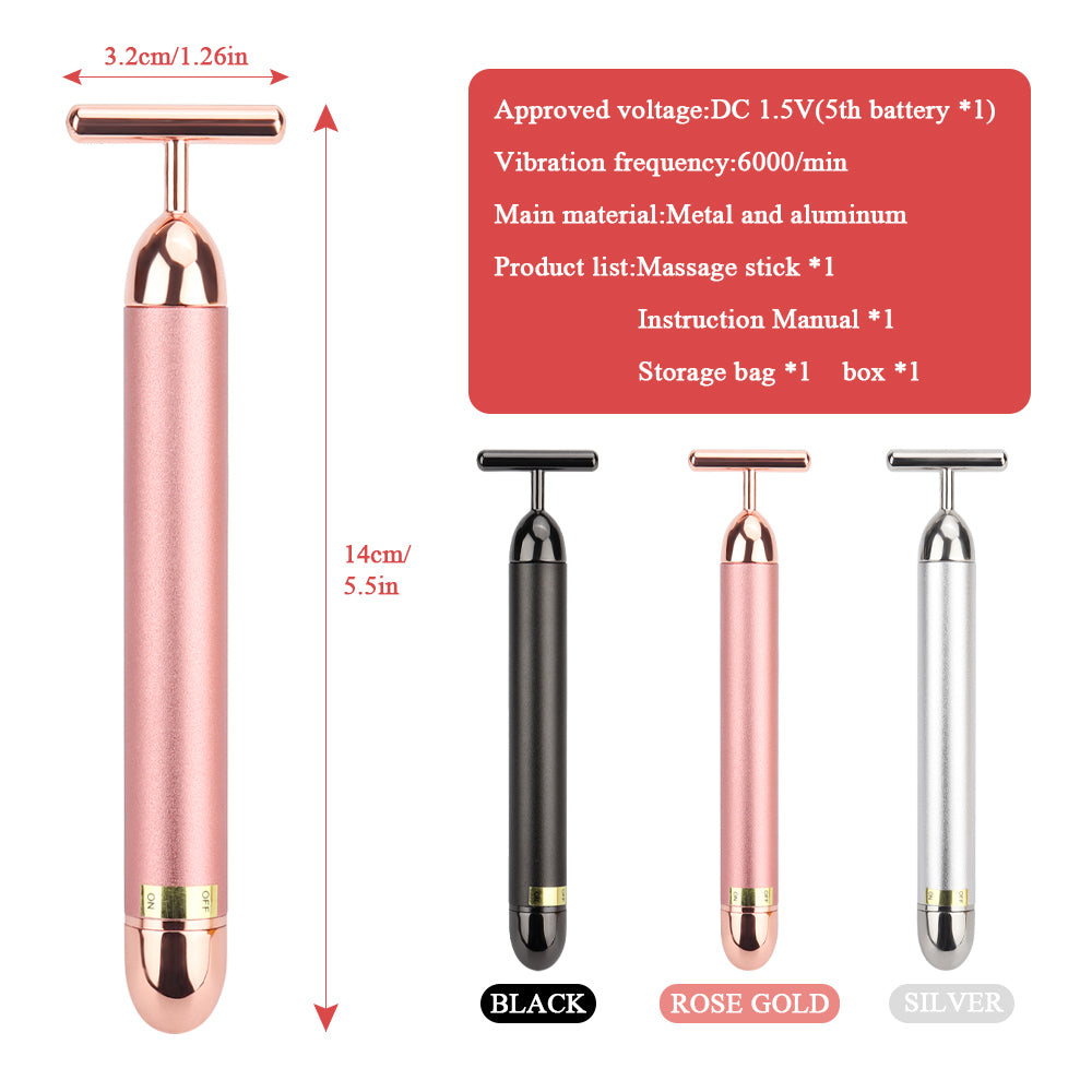 T-Shape Battery-Operated Vibrating Facial Stimulator Activator - Facial Beauty Device