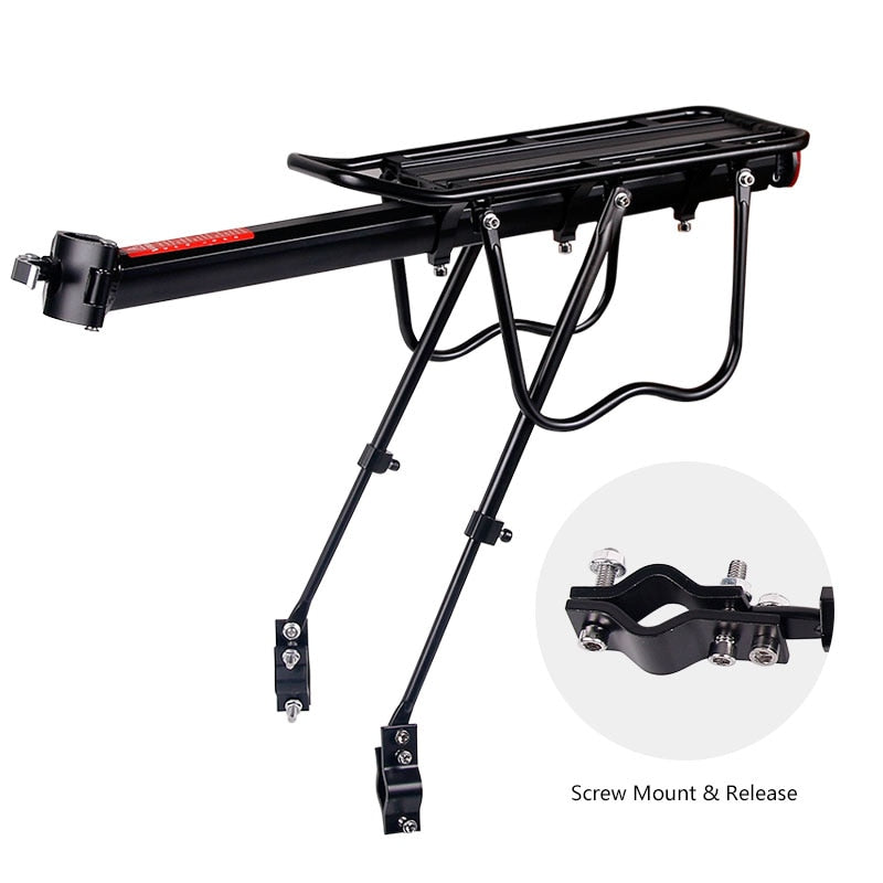 Screw Mount Deemount Bicycle Luggage Carrier Cargo Rear Rack Height Length Adjustable