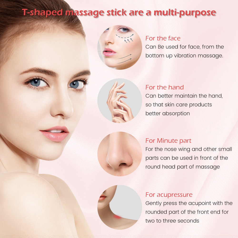 T-Shape Battery-Operated Vibrating Facial Stimulator Activator - Facial Beauty Device