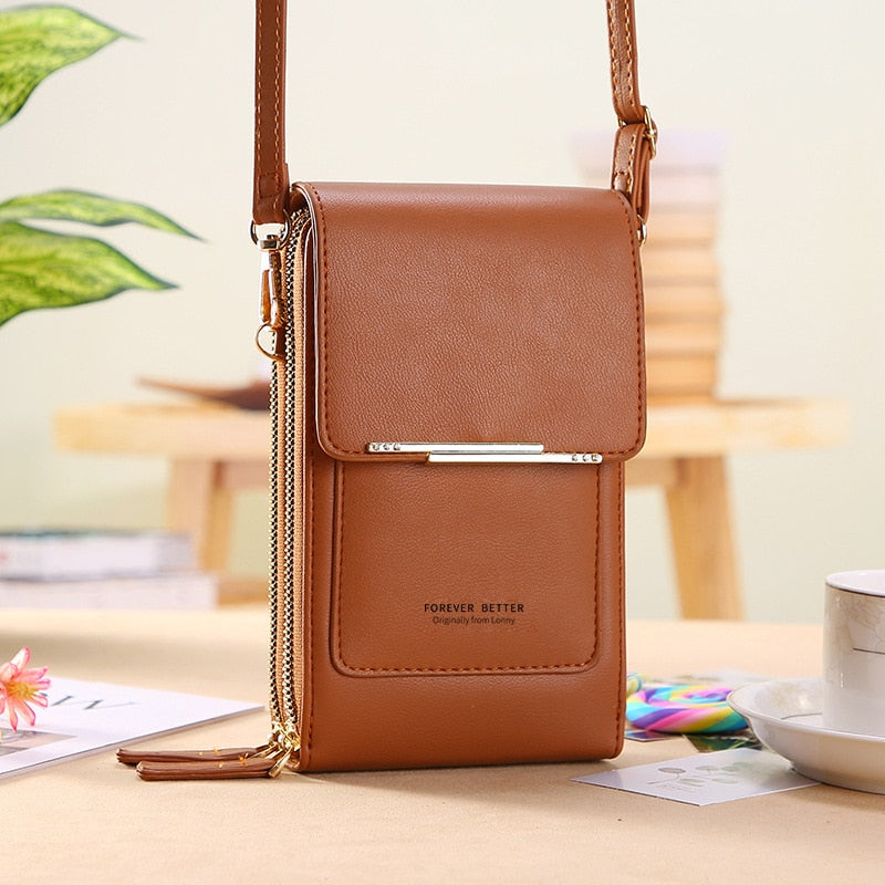 Brown Metal Trim Fun Trendy Fashion Versatile Large Capacity Crossbody Shoulder Strap Handbag Purse