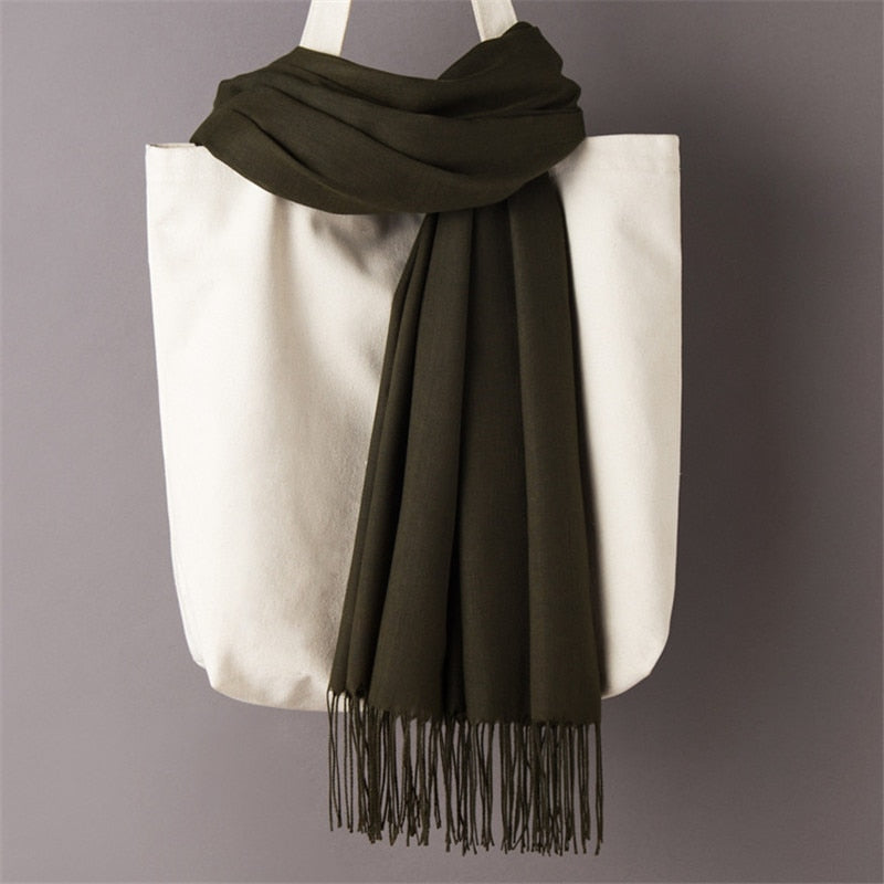 Multifunction stylish long women scarf shawl wrap hijab pashmina foulard solid color
