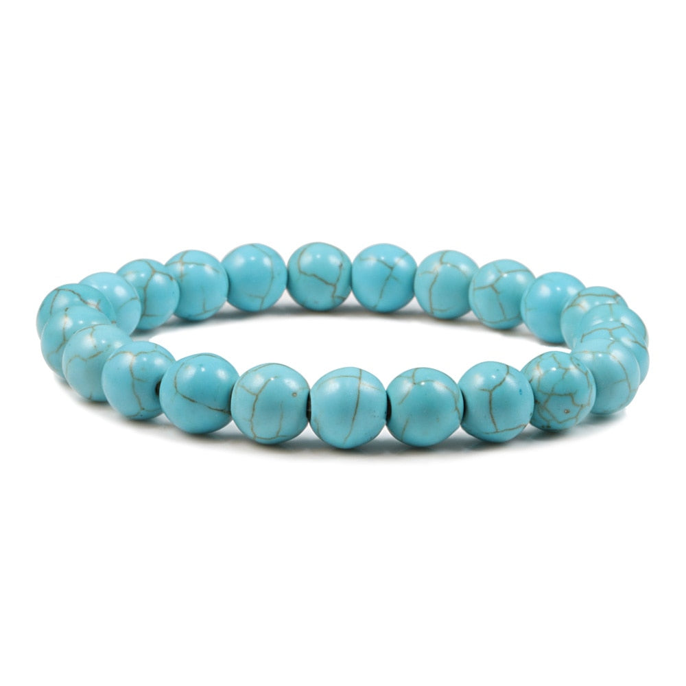 8mm Classy Natural Turquoise Gemstone Beads Bracelet