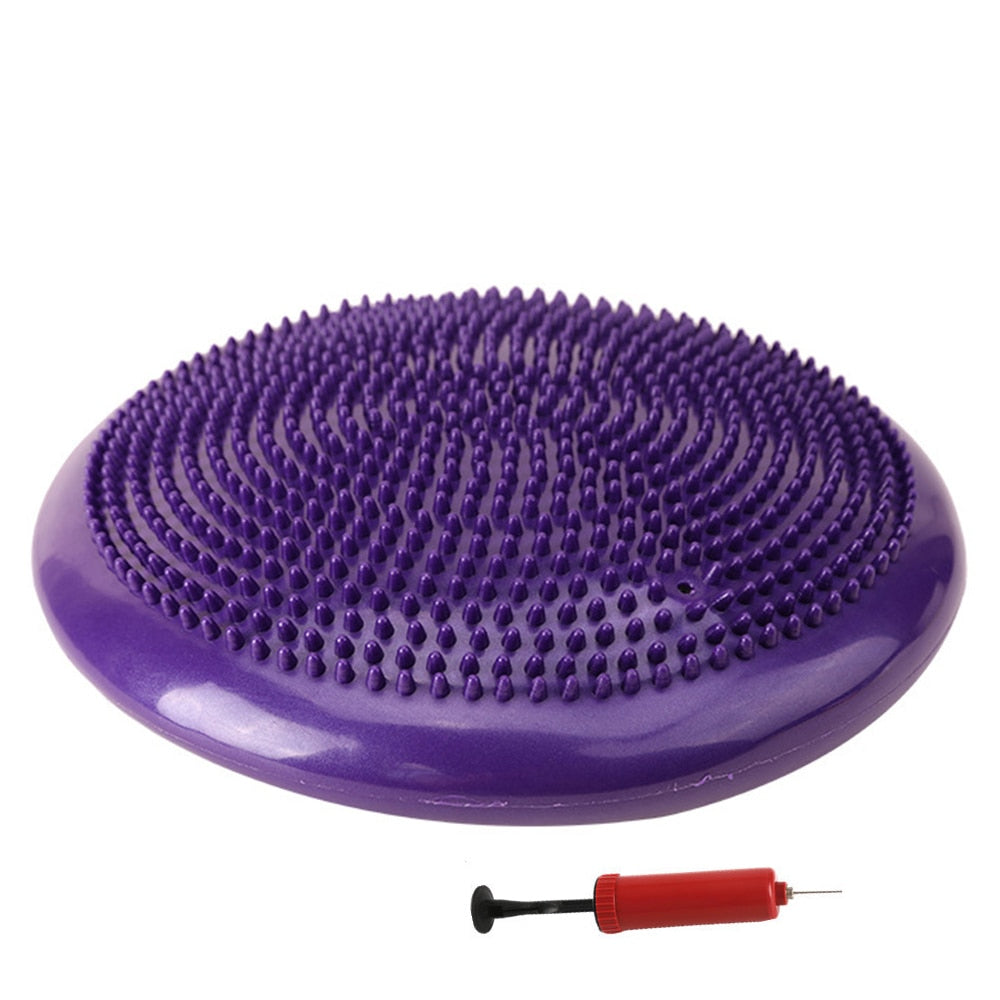 Extra Thick Flexible Inflatable Exercise Fitness Yoga Stability Balance Disc Cushion Pad for Body Training With Hand Pump