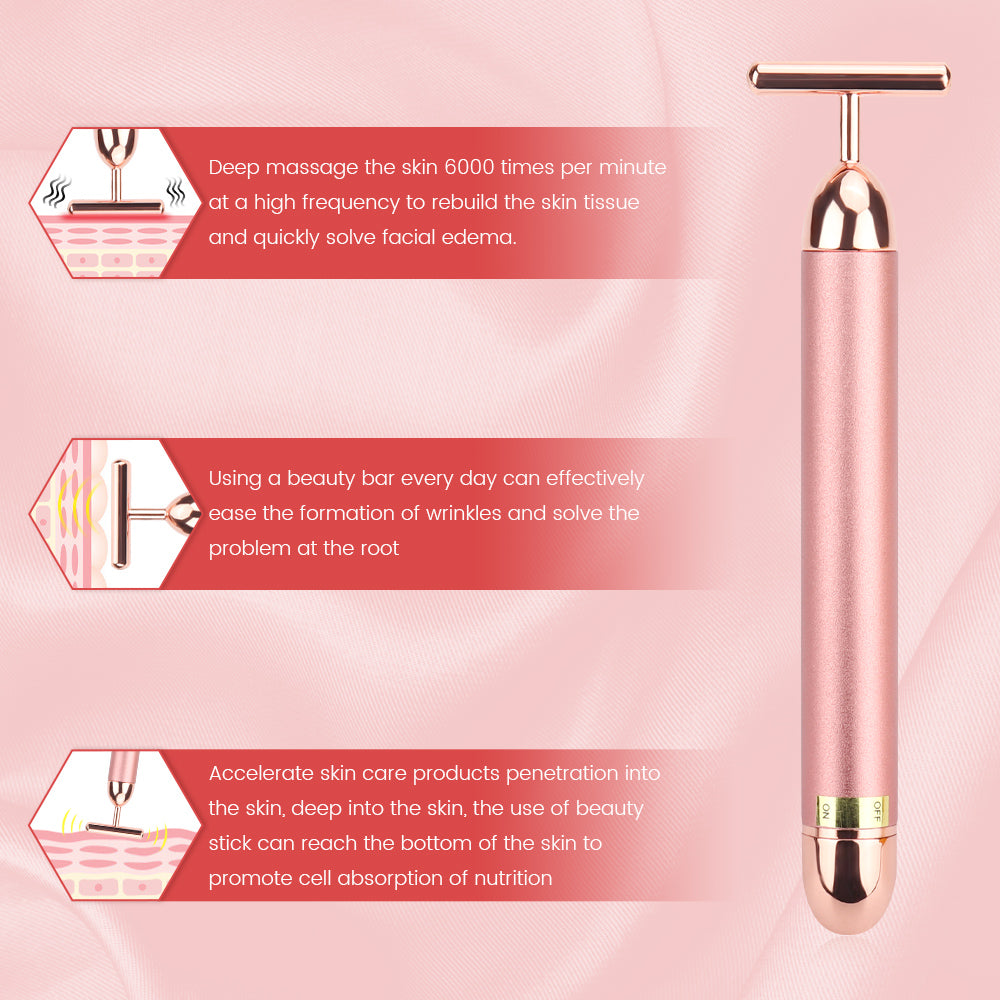 T-Shape Battery-Operated Vibrating Facial Stimulator Activator - Facial Beauty Device