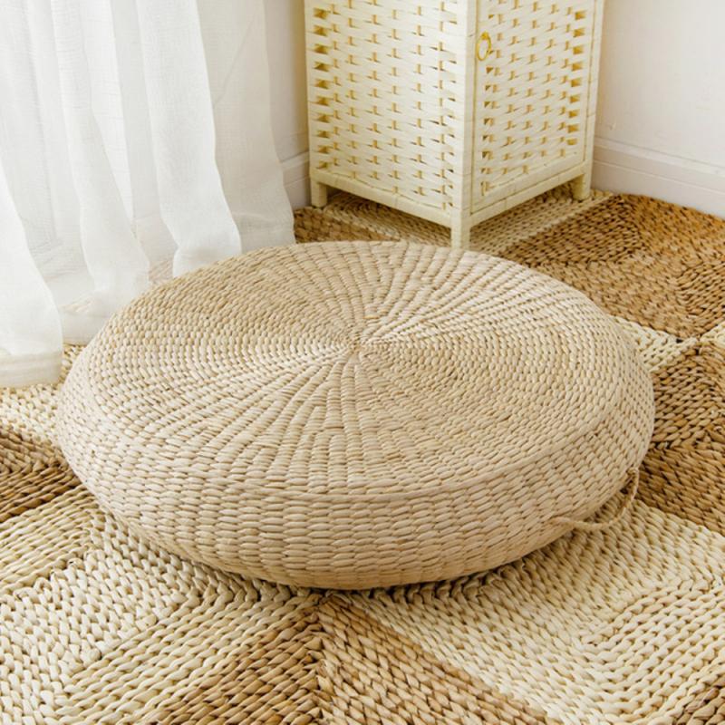 Hand Woven Natural Eco-Friendly Round Straw Tatami Floor Cushion Pad