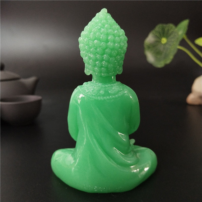 Back of Glow-in-the-dark Buddha Jade-Colour Statue Sculpture Figurine