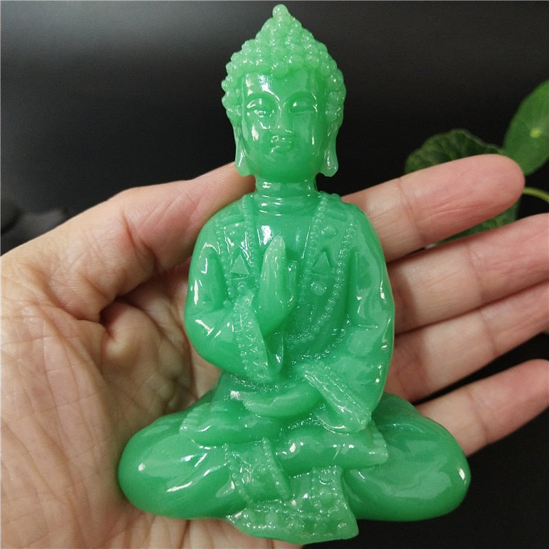 Sizing Glow-in-the-dark Buddha Jade-Colour Statue Sculpture Figurine