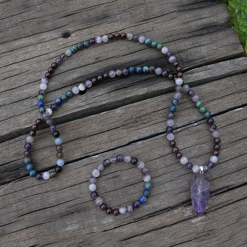 8mm Japamala beads semi-precious stones bracelet and necklace