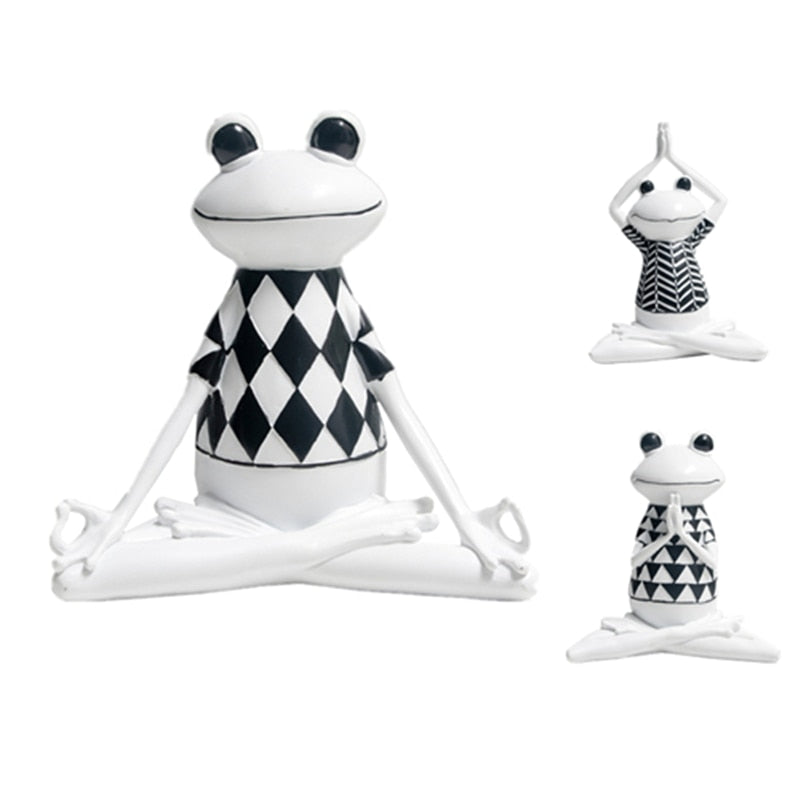 3 different styles Yoga Meditating Fun Frog Figurines