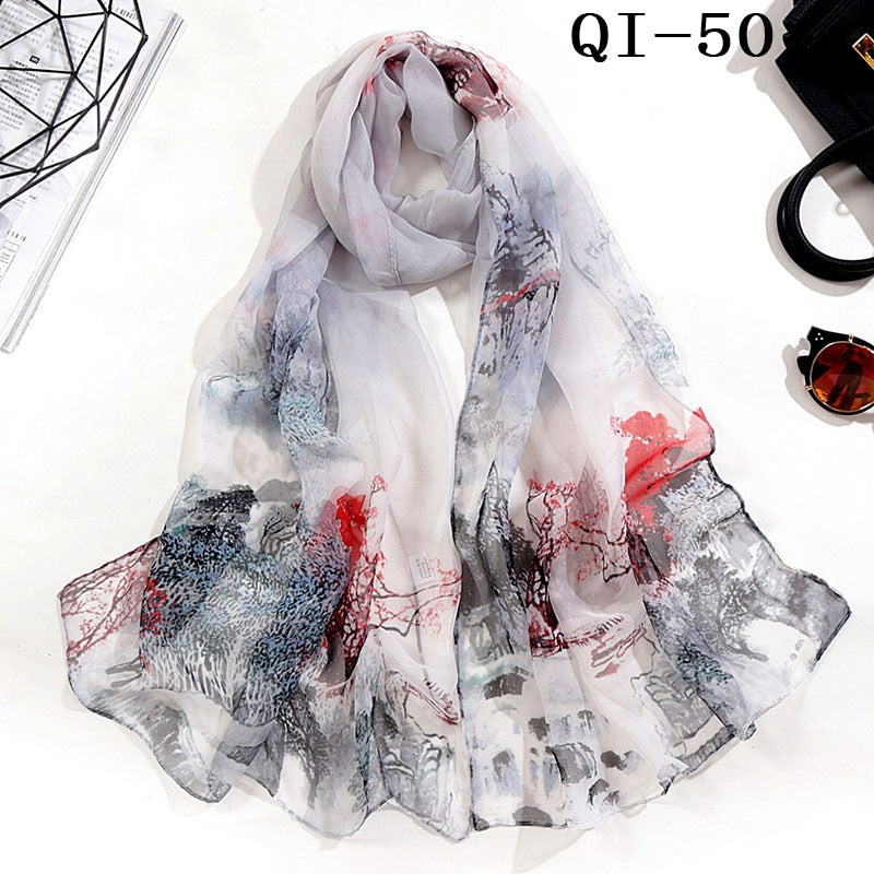 Elegant Light Fashion Multifunction Gradient Chiffon Georgette Scarf Shawl Foulard