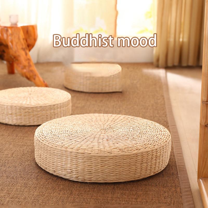 Hand Woven Natural Eco-Friendly Round Straw Tatami Floor Cushion Pad