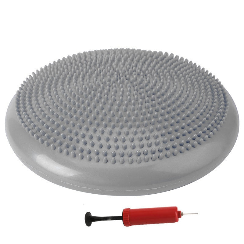 Extra Thick Flexible Inflatable Exercise Fitness Yoga Stability Balance Disc Cushion Pad for Body Training With Hand Pump