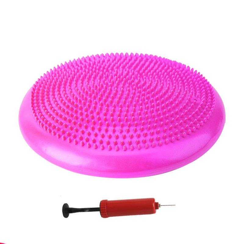Extra Thick Flexible Inflatable Exercise Fitness Yoga Stability Balance Disc Cushion Pad for Body Training With Hand Pump