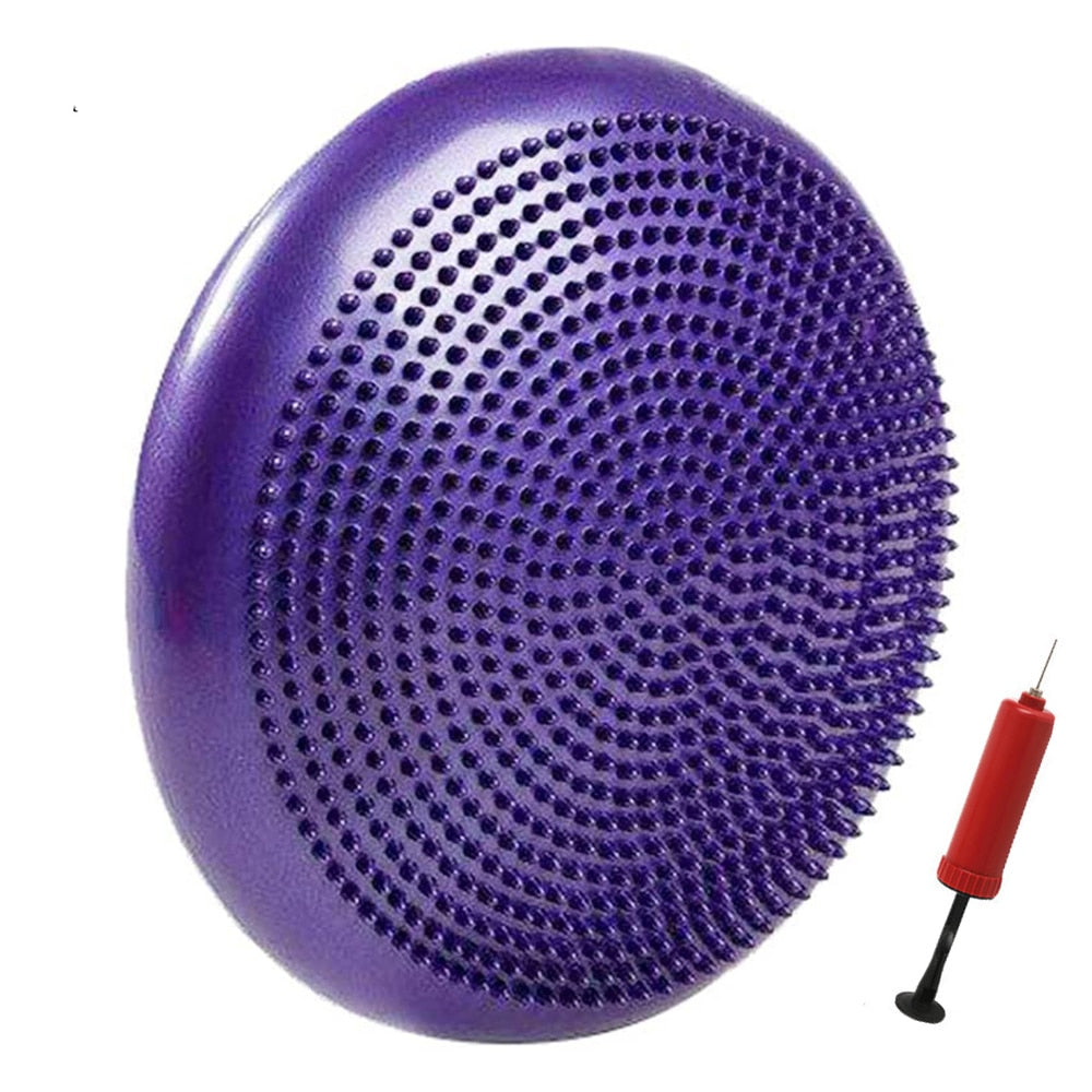 Extra Thick Flexible Inflatable Exercise Fitness Yoga Stability Balance Disc Cushion Pad for Body Training With Hand Pump