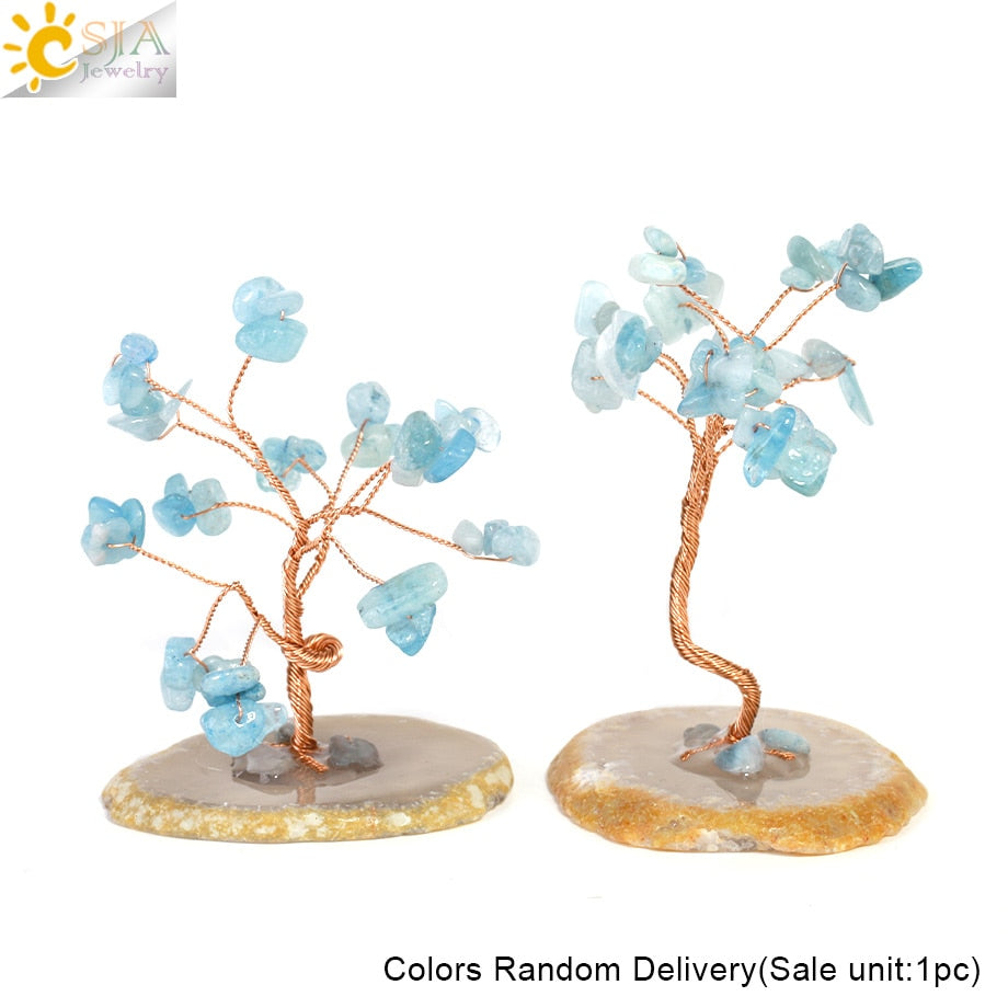 Aquamarine Healing Crystals Gemstones Trees of Life Money Tree