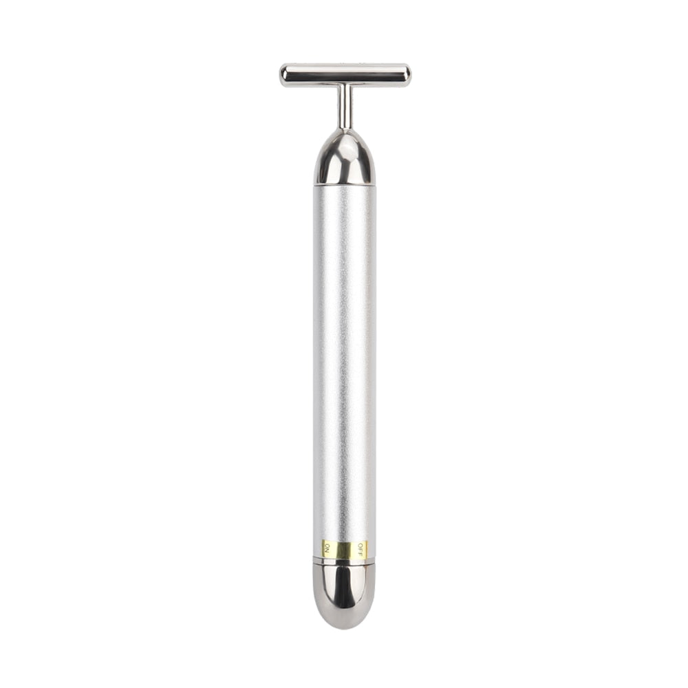 Silver T-Shape Battery-Operated Vibrating Facial Stimulator Activator - Facial Beauty Device