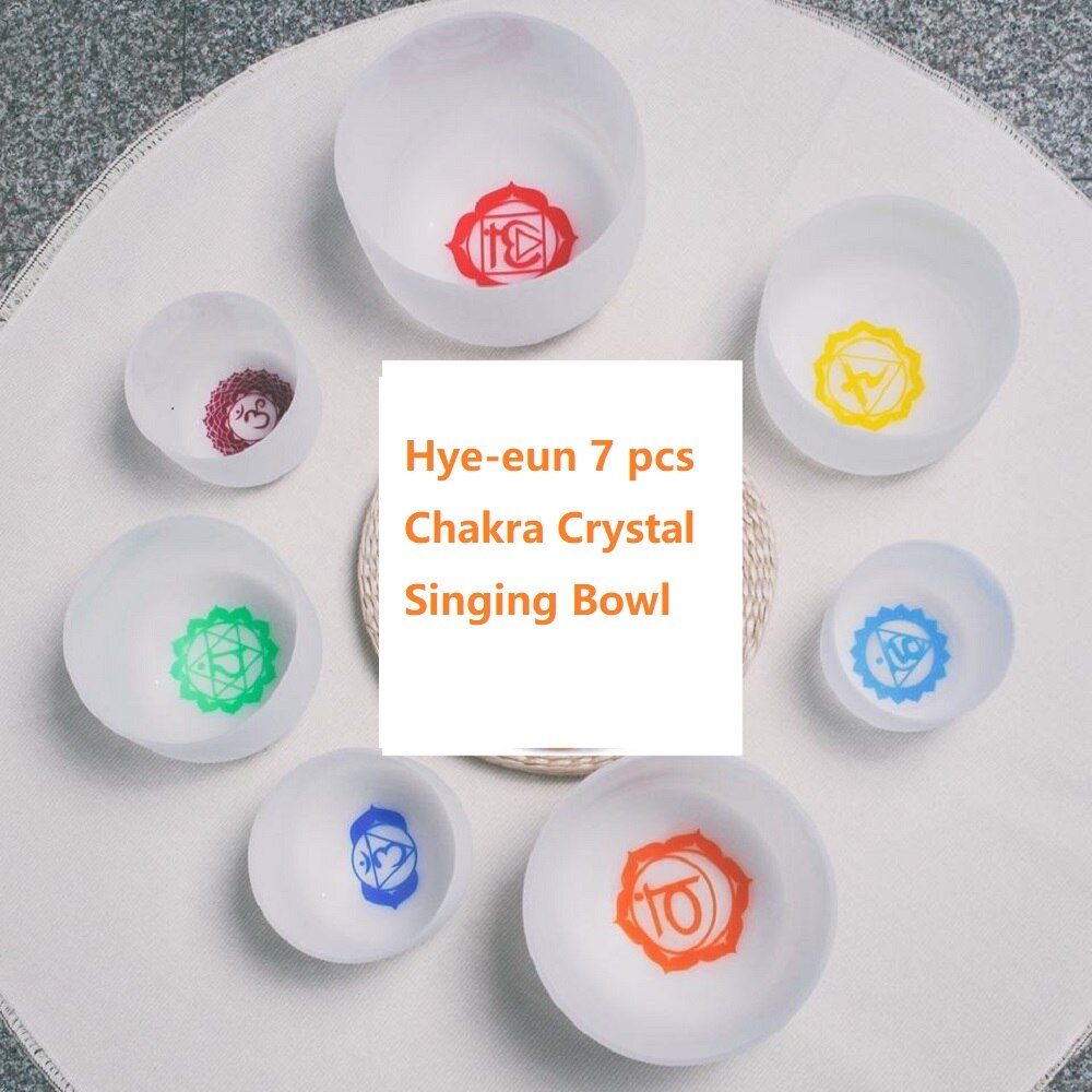 7 pcs Frosted Quartz Crystal Singing Bowls Set Healing Sound