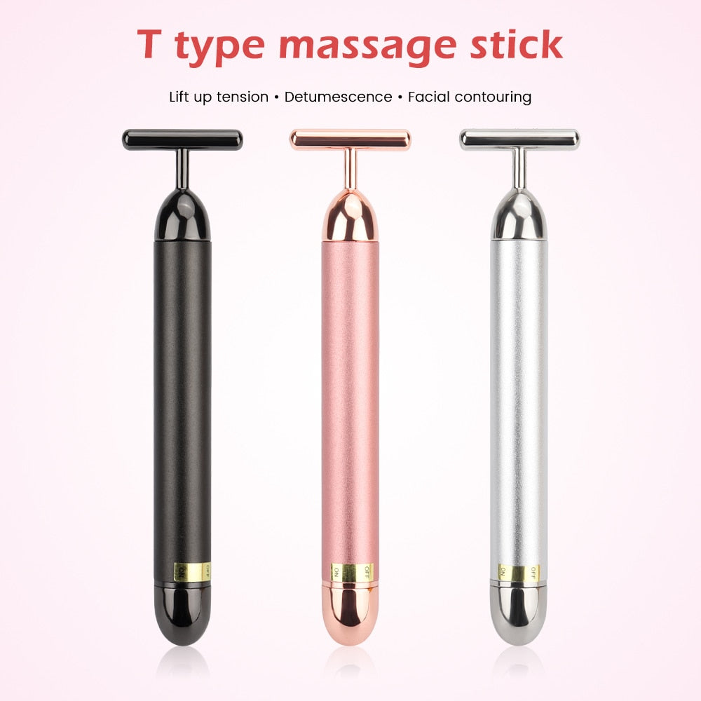 T-Shape Battery-Operated Vibrating Facial Stimulator Activator - Facial Beauty Device