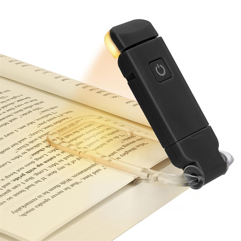 Black USB Chargeable Portable Clip Book Reading LED Light Adjustable Brightness