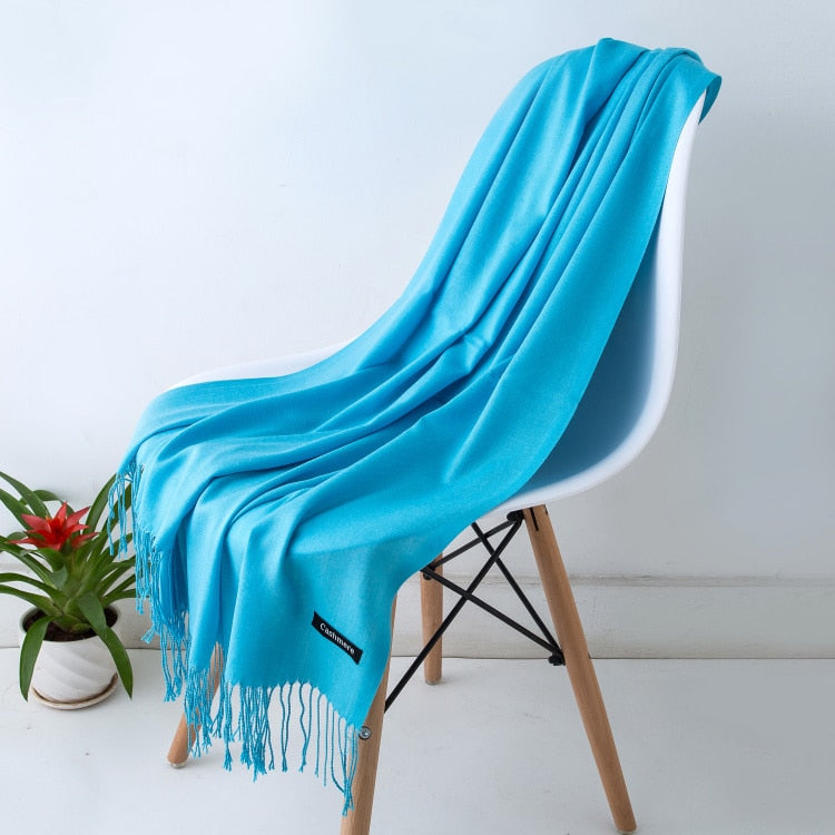 Multifunction stylish long women scarf shawl wrap hijab pashmina foulard solid color