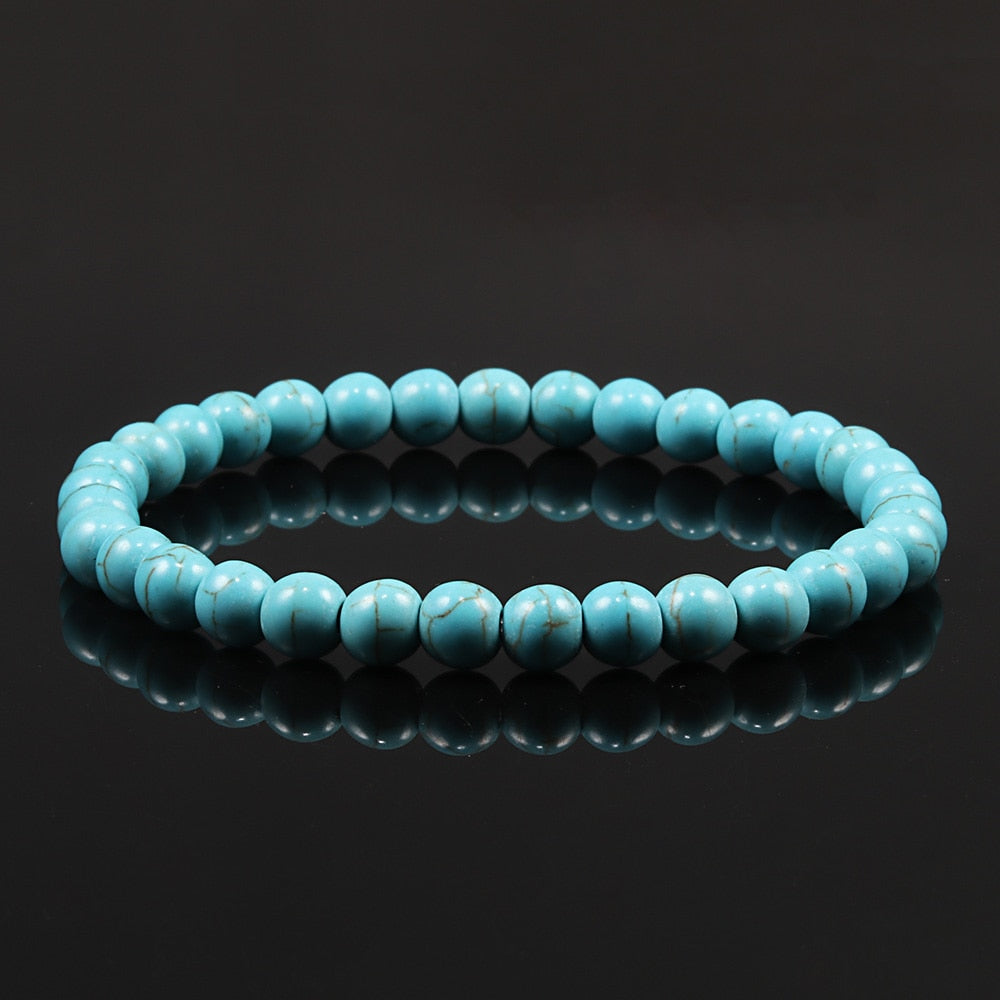 6mm Classy Natural Turquoise Gemstone Beads Bracelet