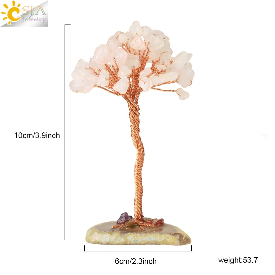 Dimensions Rose Quartz Healing Crystals Gemstones Trees of Life Money Tree