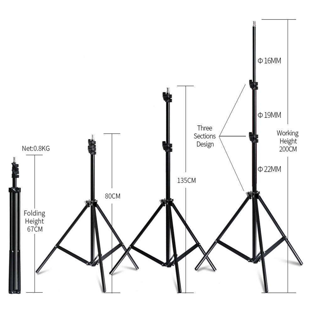 Height of tripods of Professional Photo Studio Lighting Kit