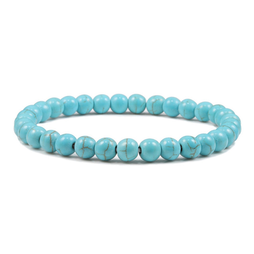 6mm Classy Natural Turquoise Gemstone Beads Bracelet