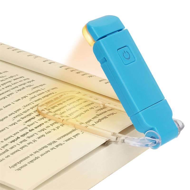 Blue USB Chargeable Portable Clip Book Reading LED Light Adjustable Brightness