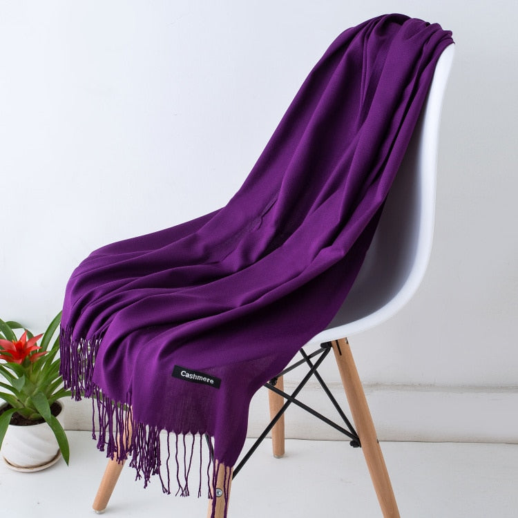 Multifunction stylish long women scarf shawl wrap hijab pashmina foulard solid color