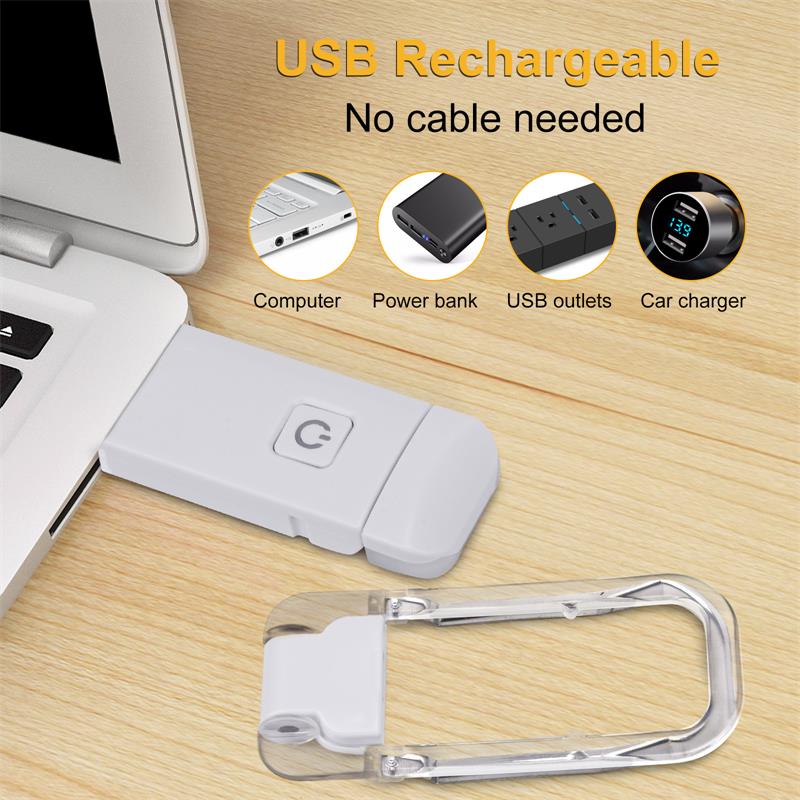 USB Rechargeable Portable Clip Book Reading LED Light Adjustable Brightness