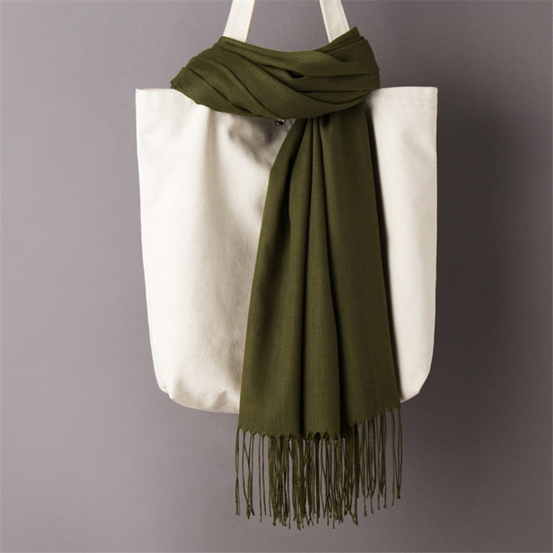 Multifunction stylish long women scarf shawl wrap hijab pashmina foulard solid color