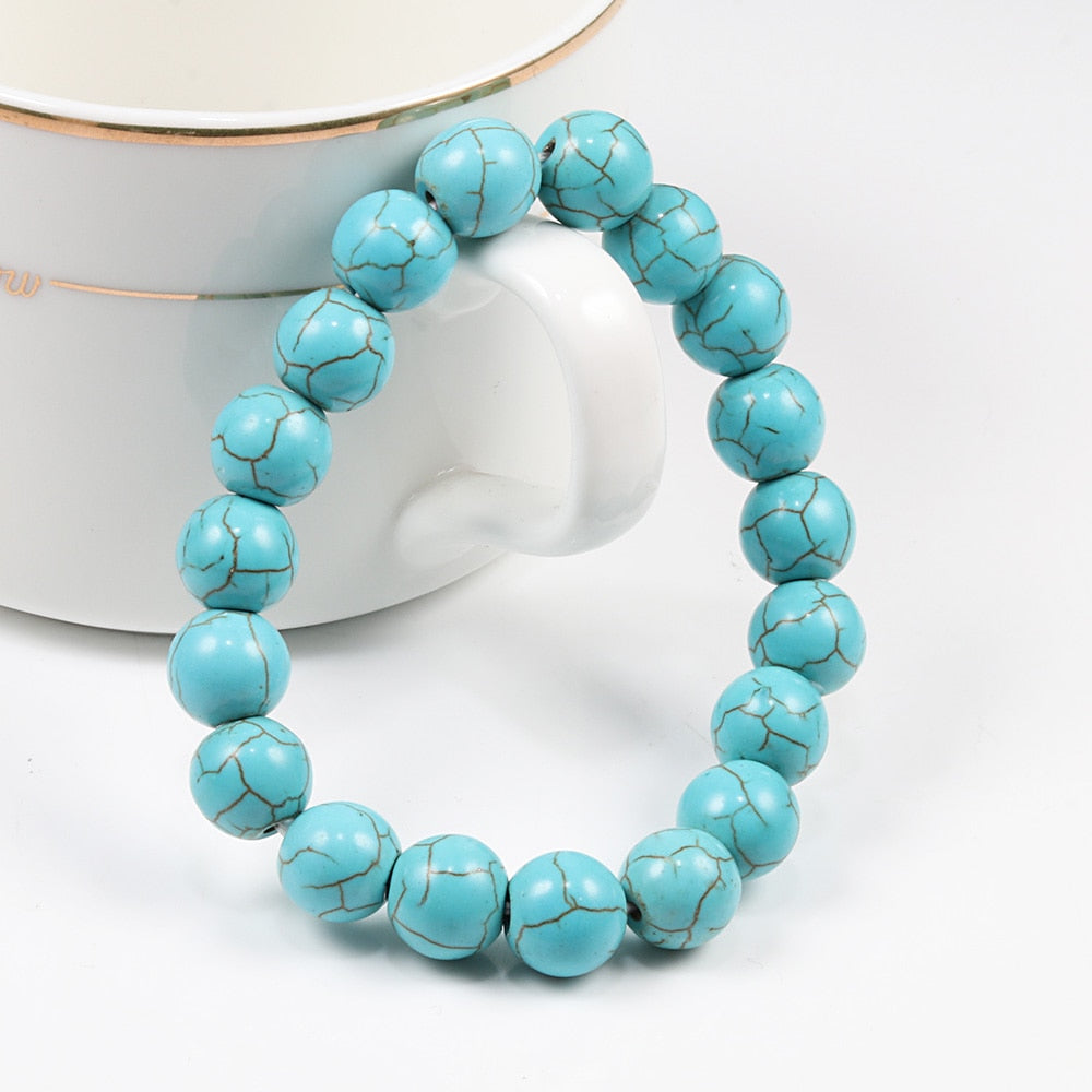8mm Classy Natural Turquoise Gemstone Beads Bracelet