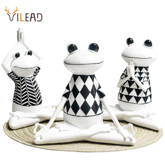 3 Yoga Meditating Fun Frog Figurines