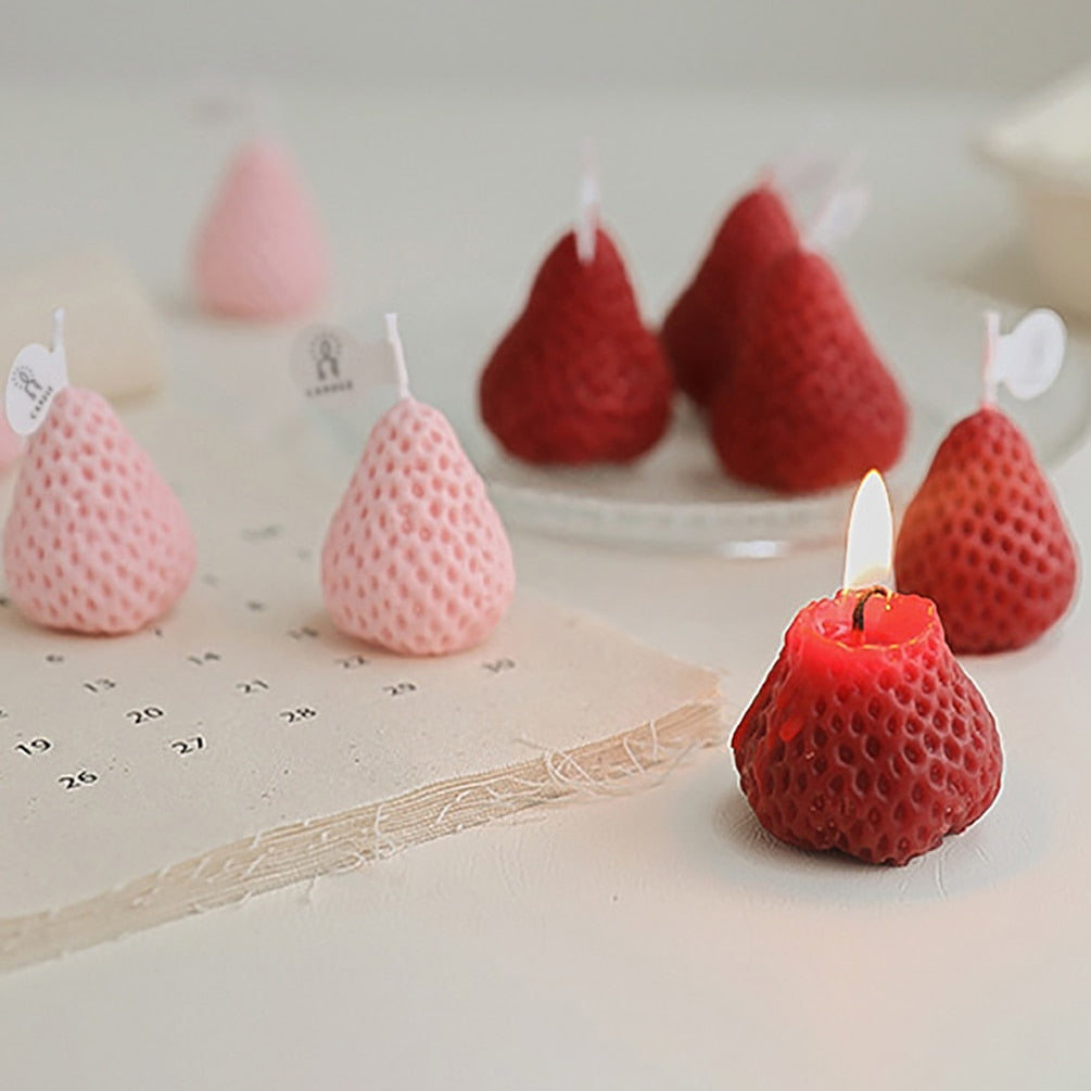 Strawberry shape candles