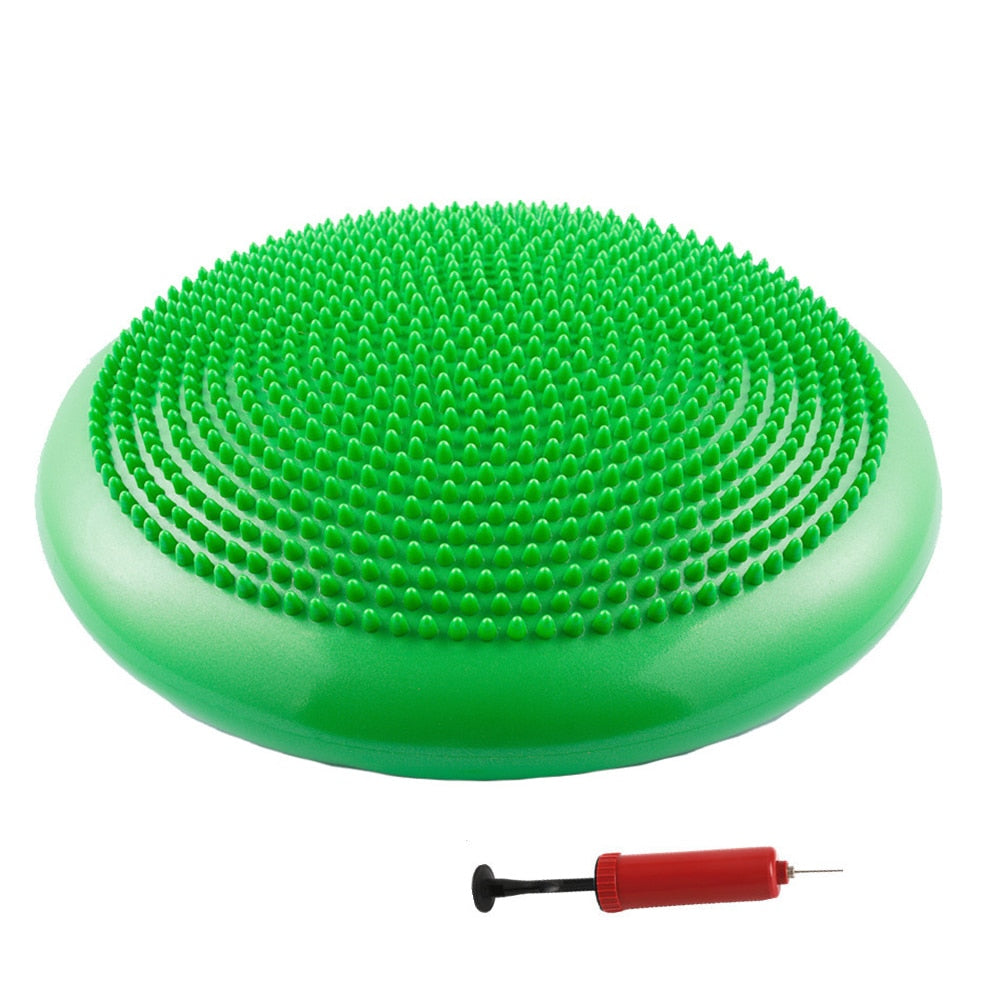 Extra Thick Flexible Inflatable Exercise Fitness Yoga Stability Balance Disc Cushion Pad for Body Training With Hand Pump
