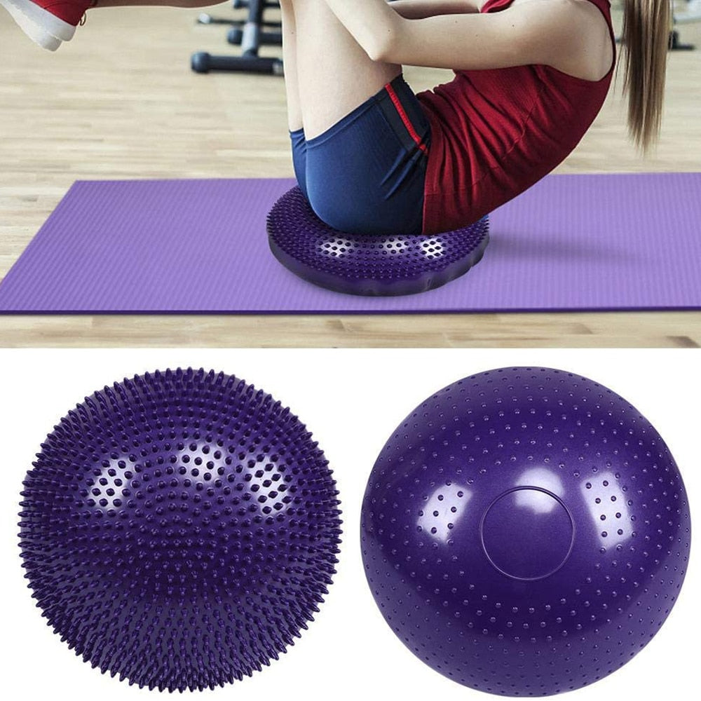 Extra Thick Flexible Inflatable Exercise Fitness Yoga Stability Balance Disc Cushion Pad for Body Training With Hand Pump