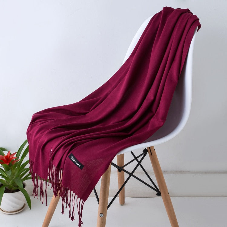 Multifunction stylish long women scarf shawl wrap hijab pashmina foulard solid color