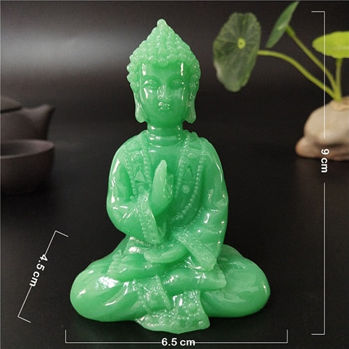 Dimensions hand on heart Glow-in-the-dark Buddha Jade-Colour Statue Sculpture Figurine