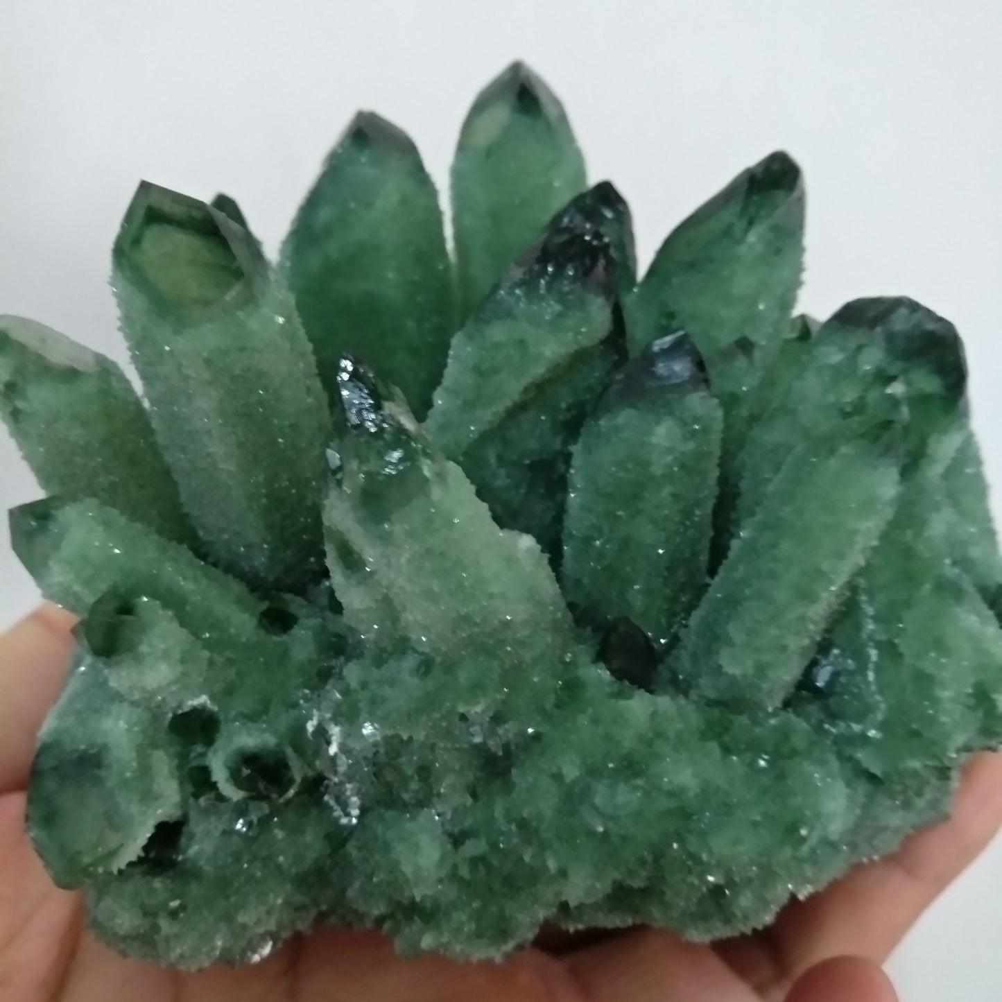 Raw Natural Healing Green Ghost Phantom Quartz Crystal Cluster 