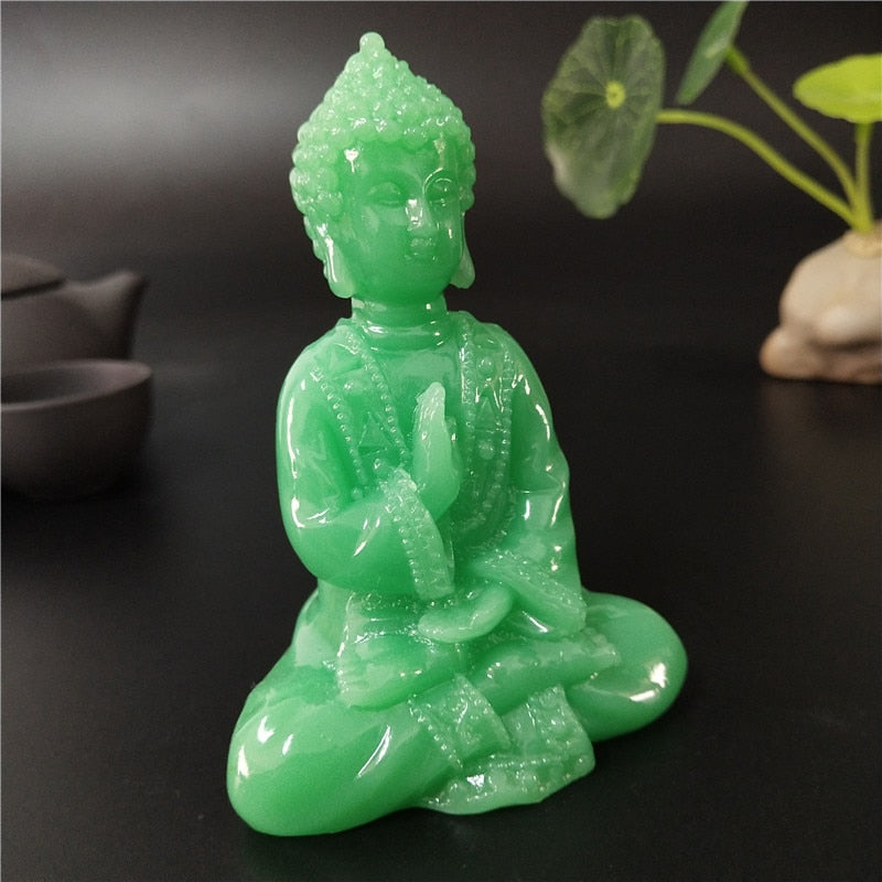 Right Hand on heartGlow-in-the-dark Buddha Jade-Colour Statue Sculpture Figurine