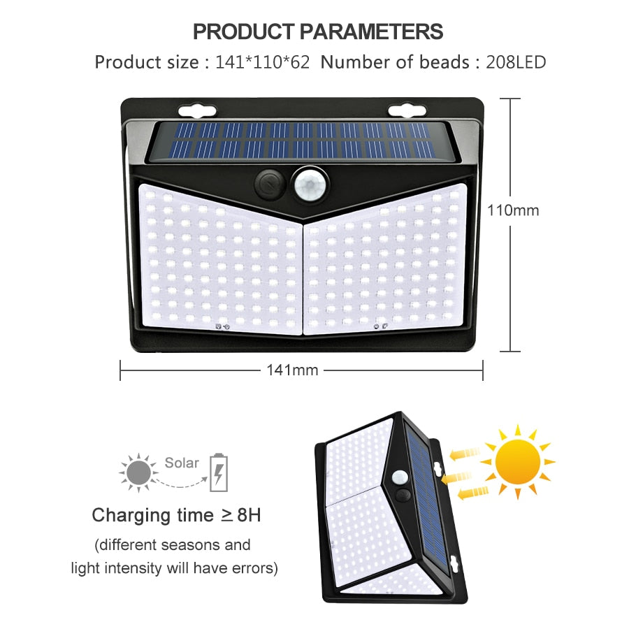 Motion Sensor Solar Outdoor Waterproof 3 Modes Lights for Fence Deck Yard Patio Gate Lawn