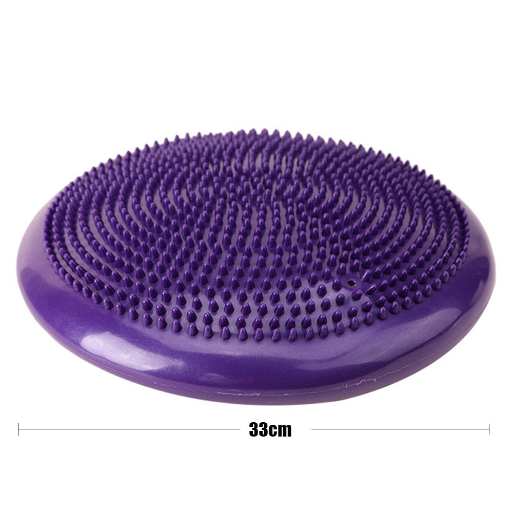 Extra Thick Flexible Inflatable Exercise Fitness Yoga Stability Balance Disc Cushion Pad for Body Training With Hand Pump