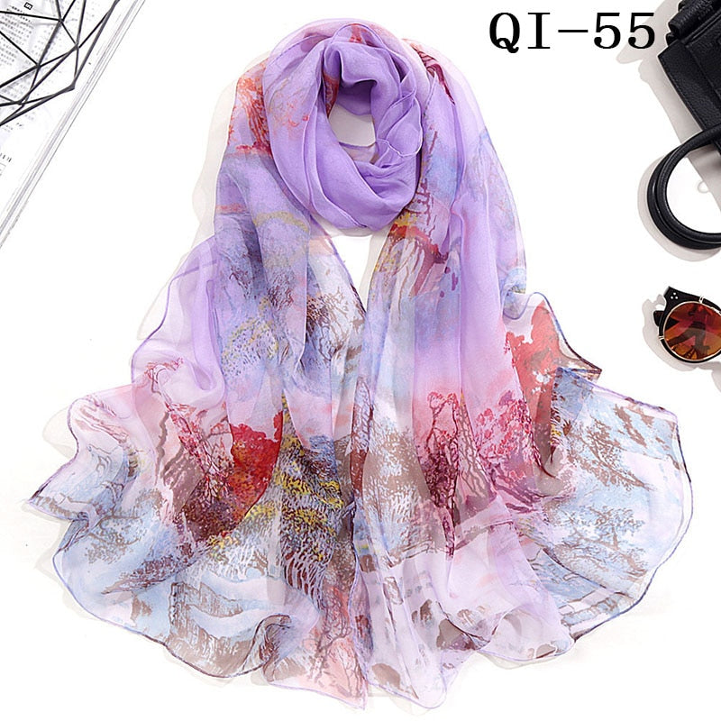 Elegant Light Fashion Multifunction Gradient Chiffon Georgette Scarf Shawl Foulard