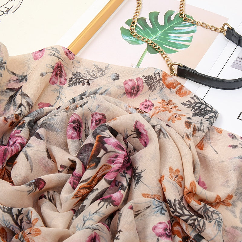 LAVEN mutifunction beautiful luxury printed design soft cotton scarf shawl foulard