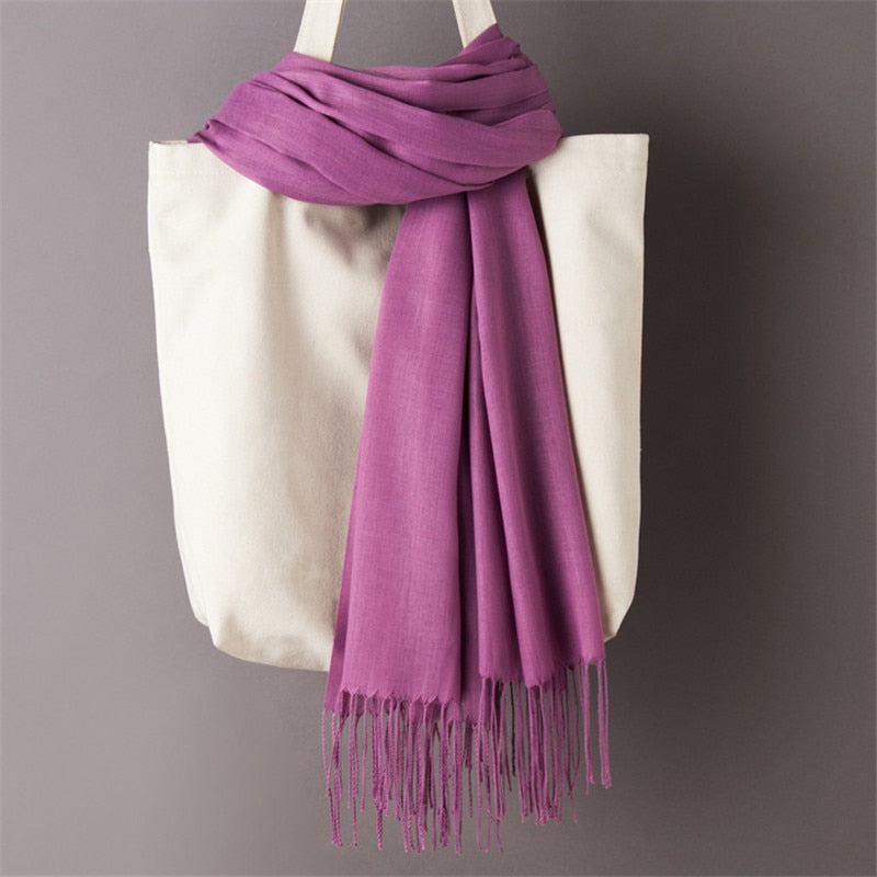 Multifunction stylish long women scarf shawl wrap hijab pashmina foulard solid color