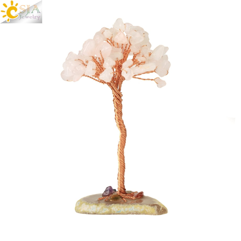 Rose Quartz Healing Crystals Gemstones Trees of Life Money Tree