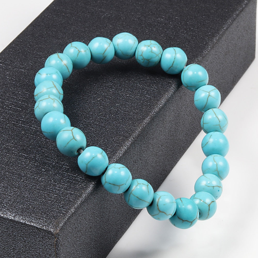 8mm Classy Natural Turquoise Gemstone Beads Bracelet