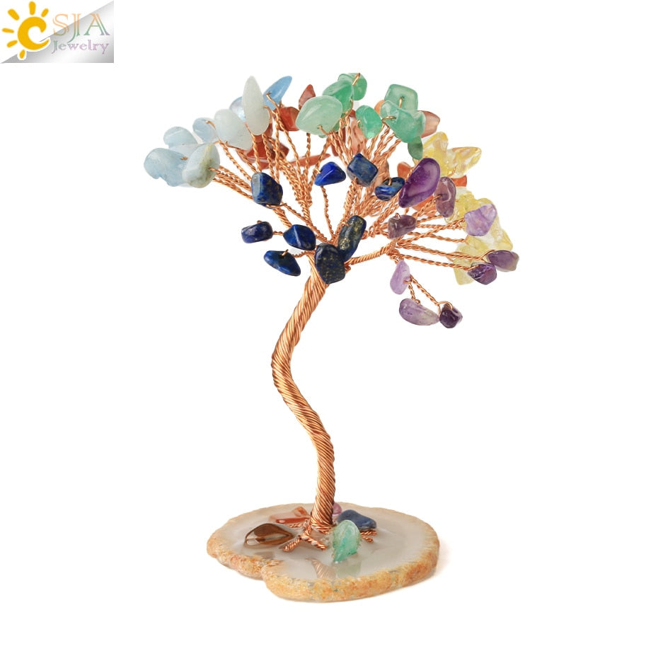Mixed 7 Chakra Healing Crystals Gemstones Trees of Life Money Tree